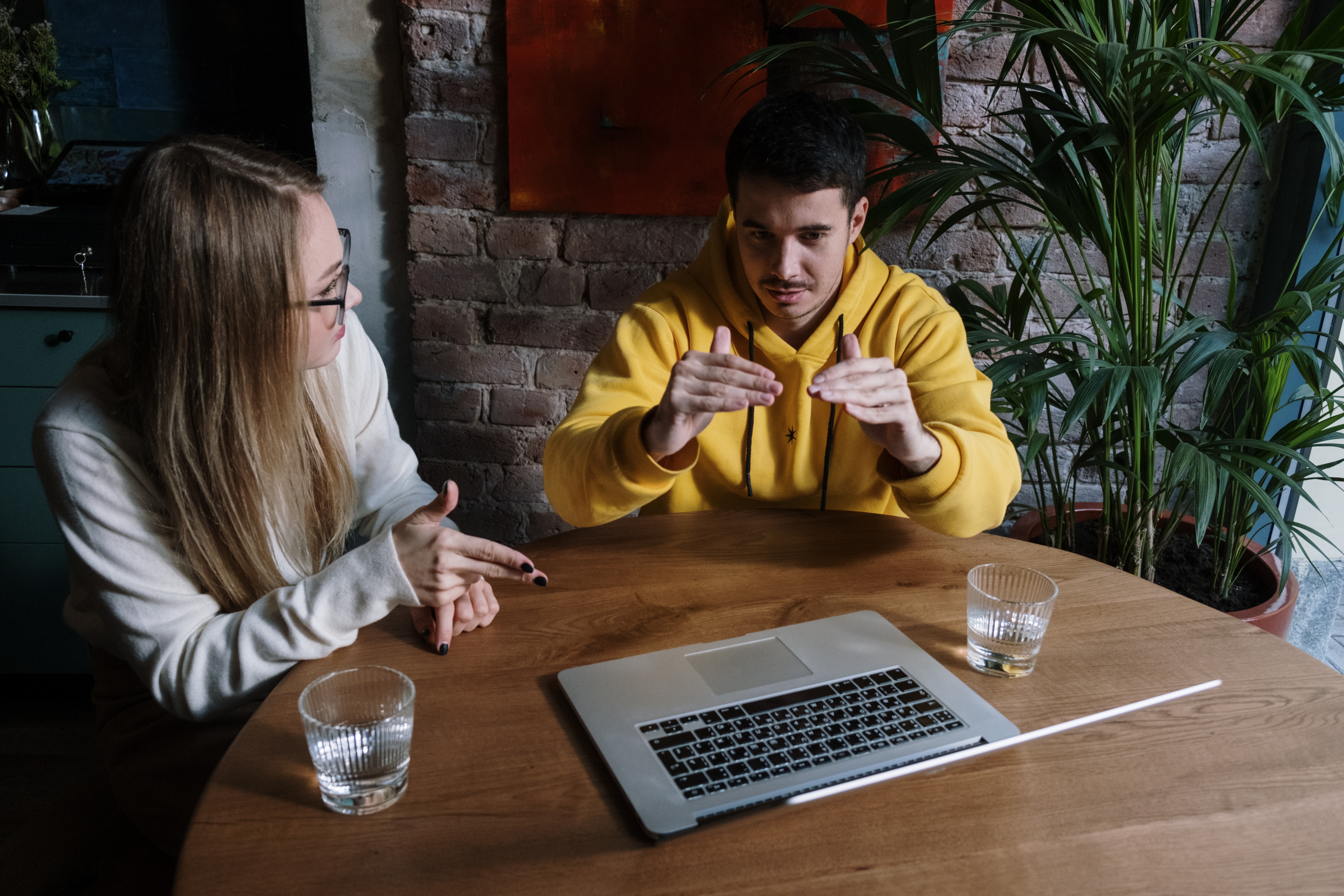 Couple using sign language